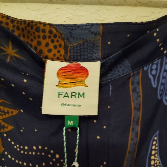 Farm Rio X Anthropologie Night Jungle Flare Pants Boho Flowy Silky SZ M - Picture 5 of 11